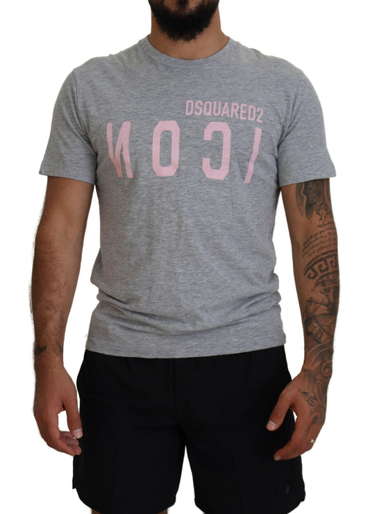 Dsquared² Gray Logo Cotton Short Sleeves Crewneck T-shirt IT48 | M