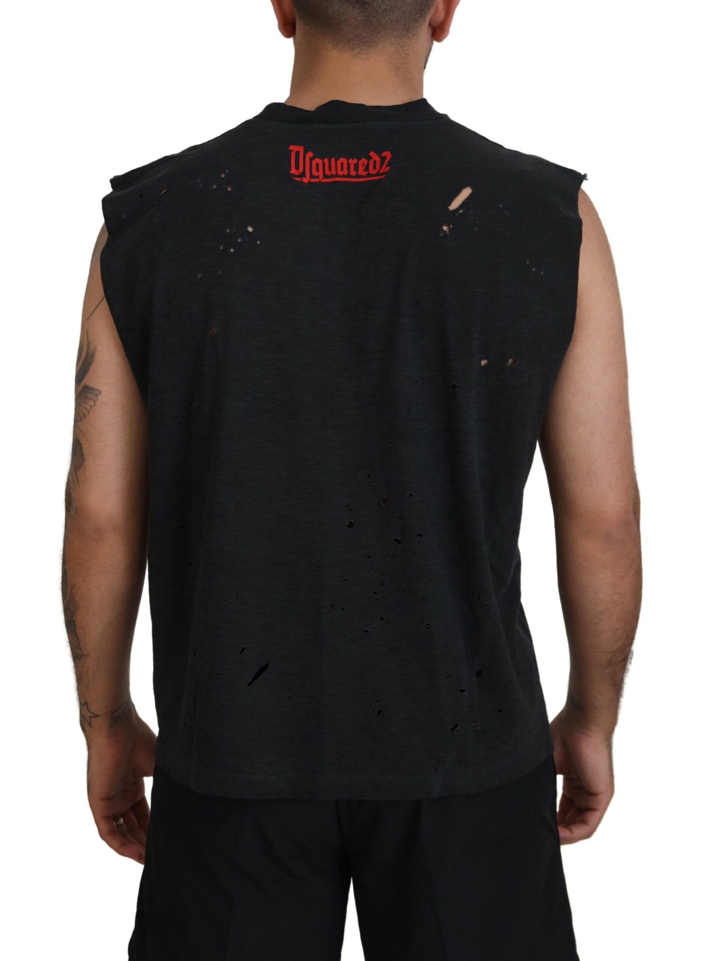 Dsquared² Black Cotton Sleeveless Crewneck Tank T-shirt IT48 | M