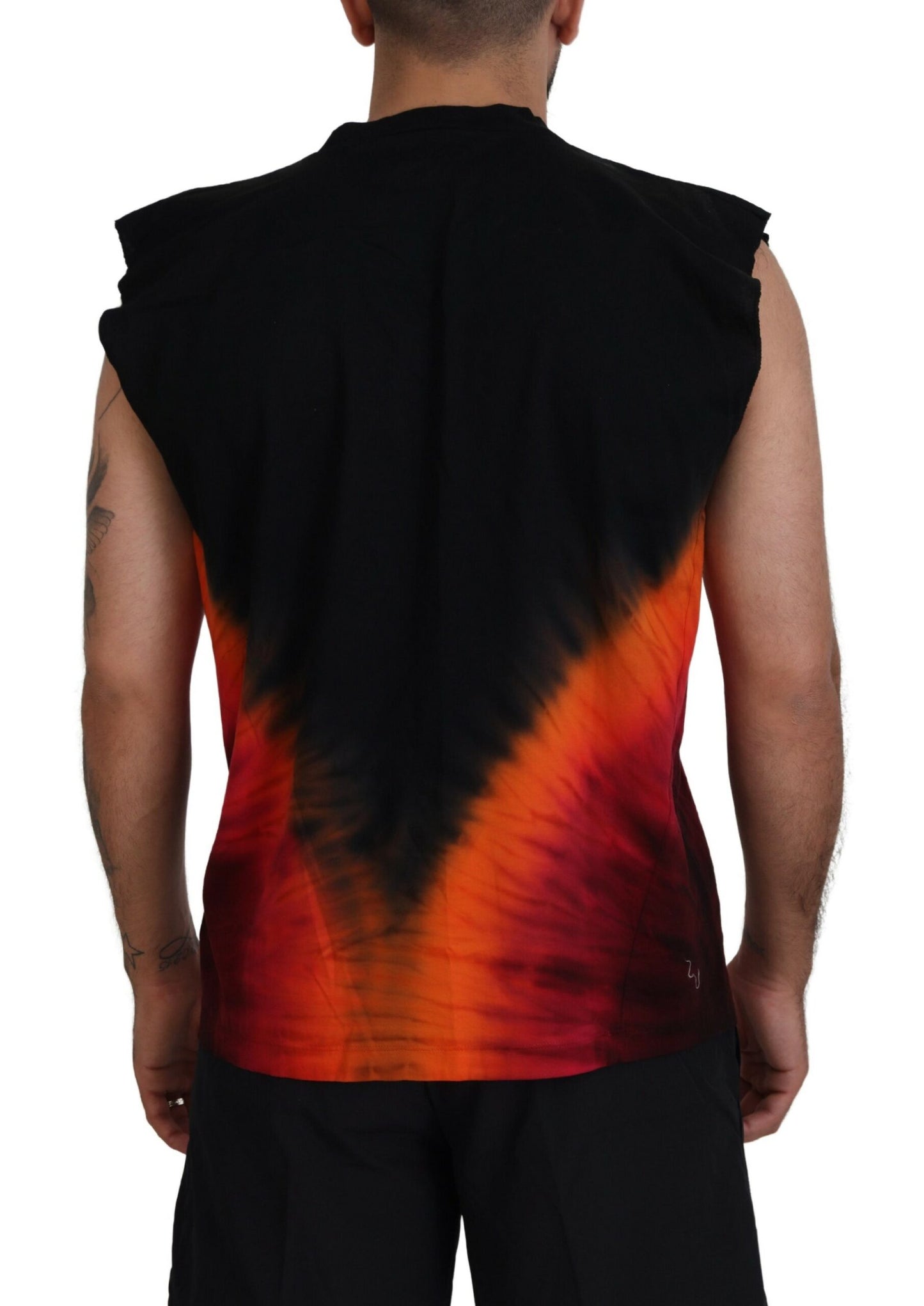 Dsquared² Black Orange Cotton Sleeveless Tank T-shirt IT48 | M