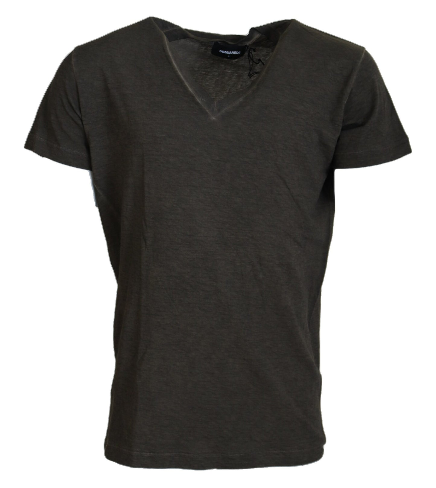 Dsquared² Gray Cotton Linen Short Sleeves V-neck T-shirt IT48 | M