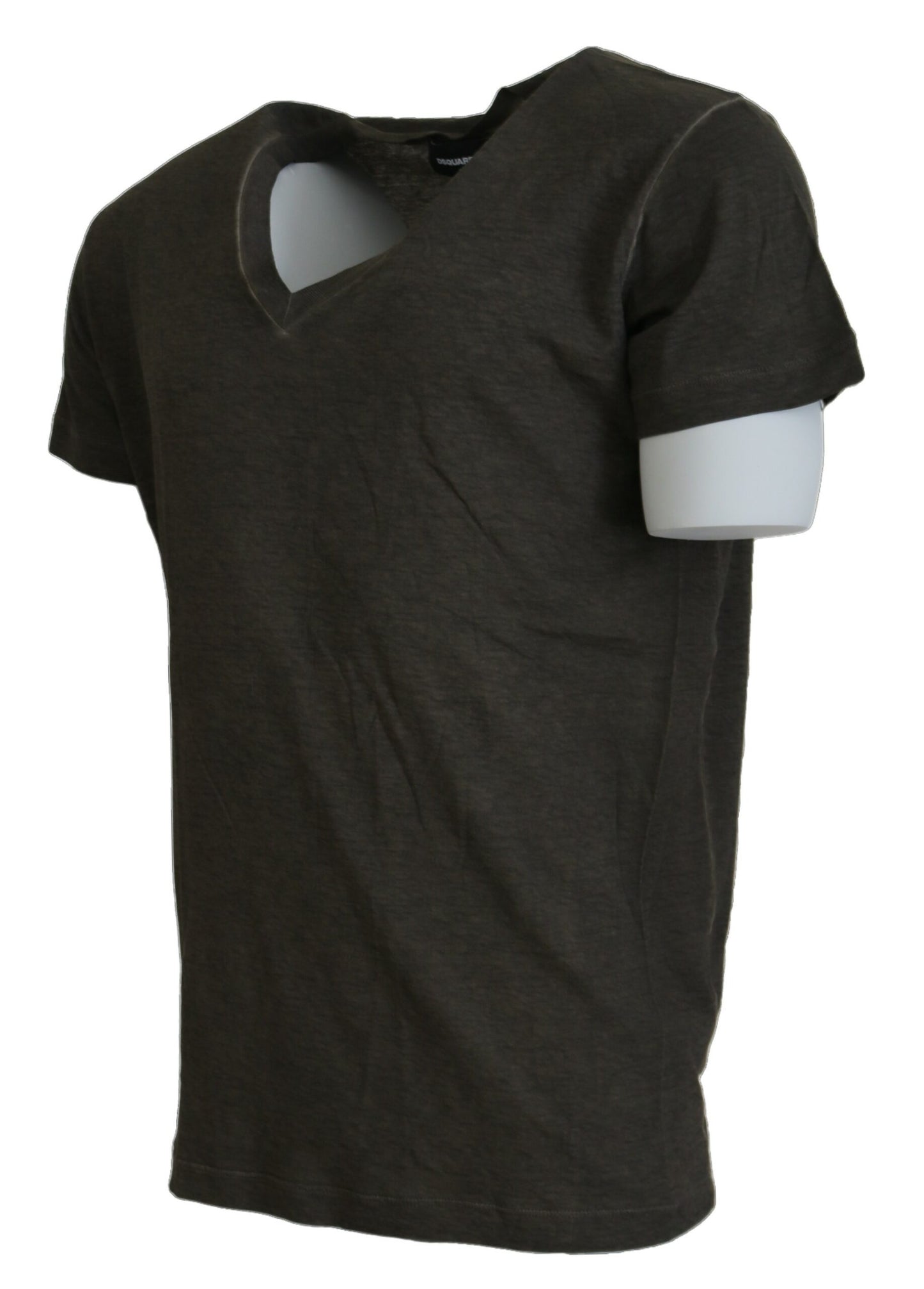 Dsquared² Gray Cotton Linen Short Sleeves V-neck T-shirt IT48 | M