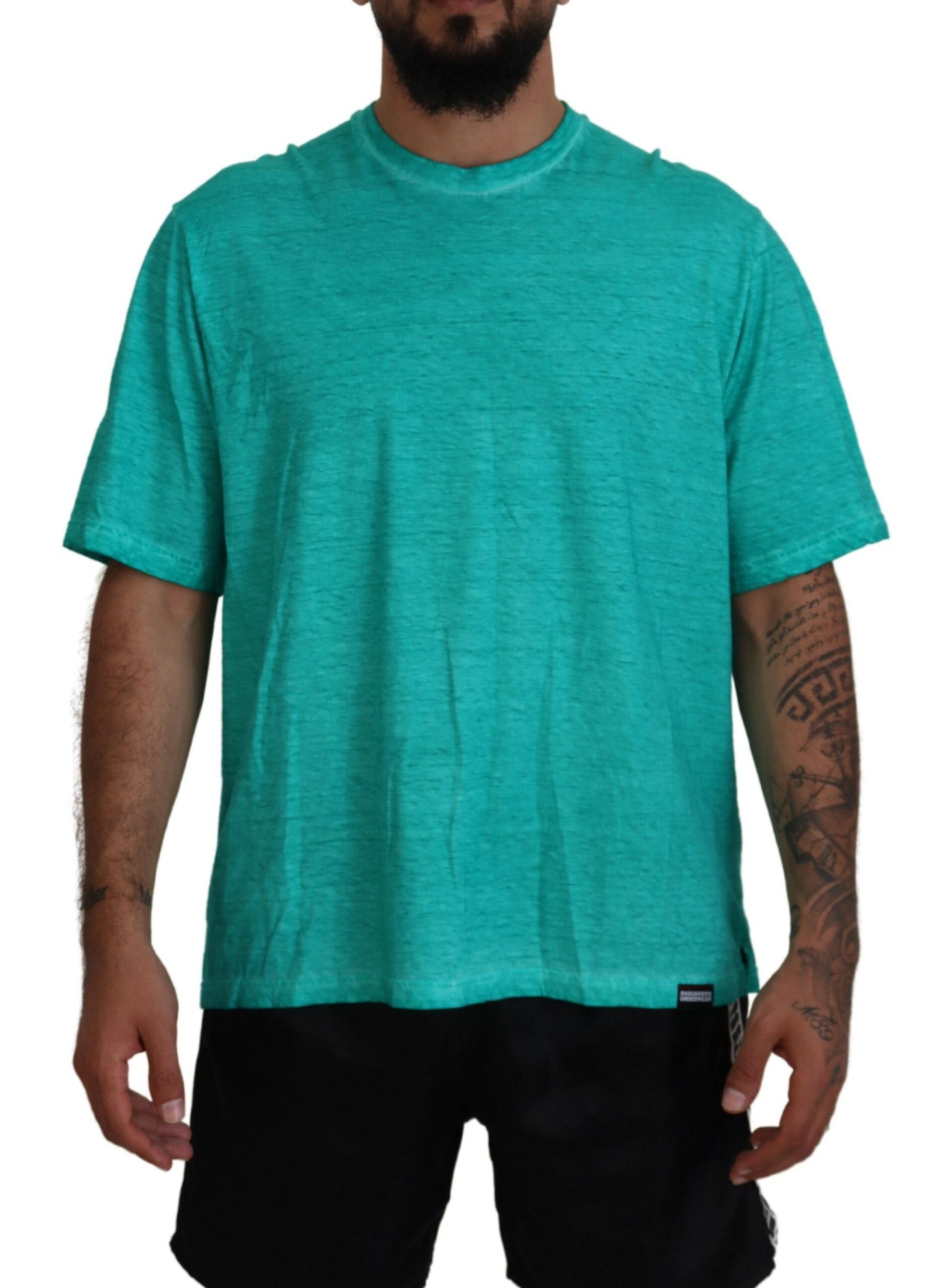 Dsquared² Light Green Cotton Linen Short Sleeves T-shirt IT48 | M