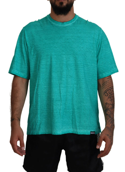 Dsquared² Light Green Cotton Linen Short Sleeves T-shirt IT48 | M