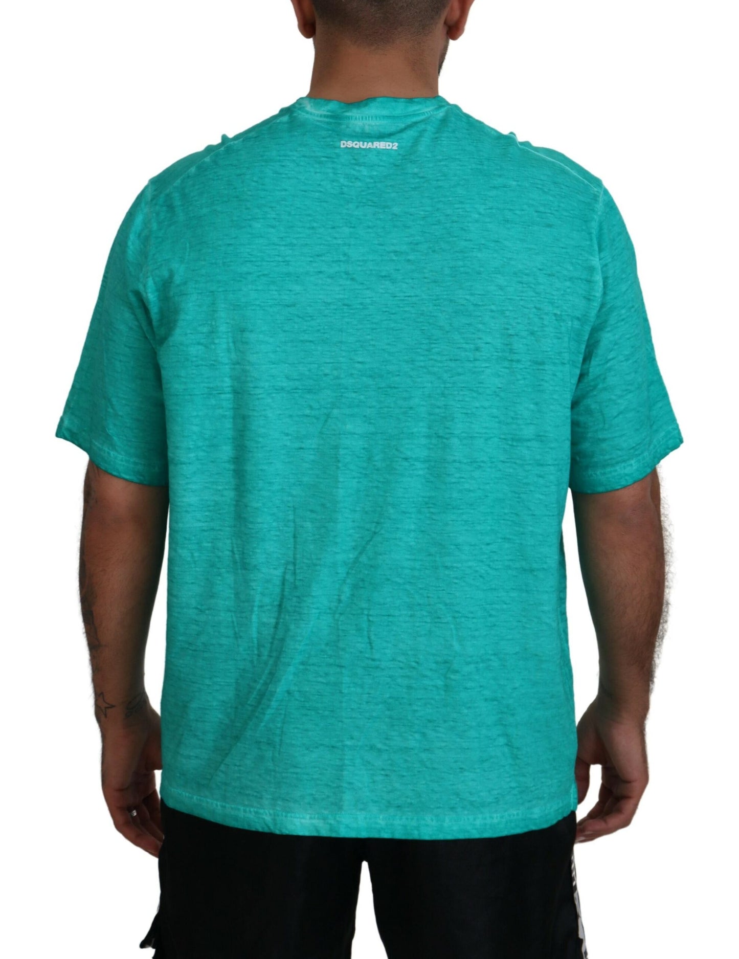 Dsquared² Light Green Cotton Linen Short Sleeves T-shirt IT48 | M