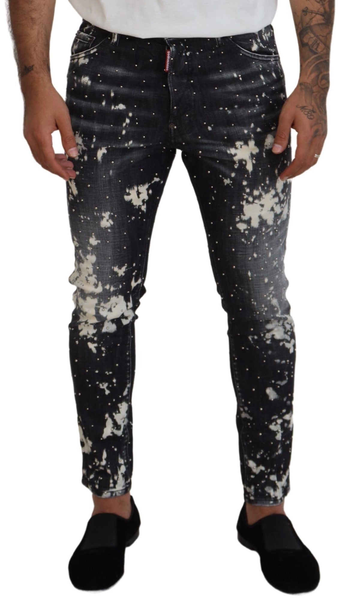 Dsquared² Gray Wash White Splash Print Skinny Denim Jeans IT48 | M