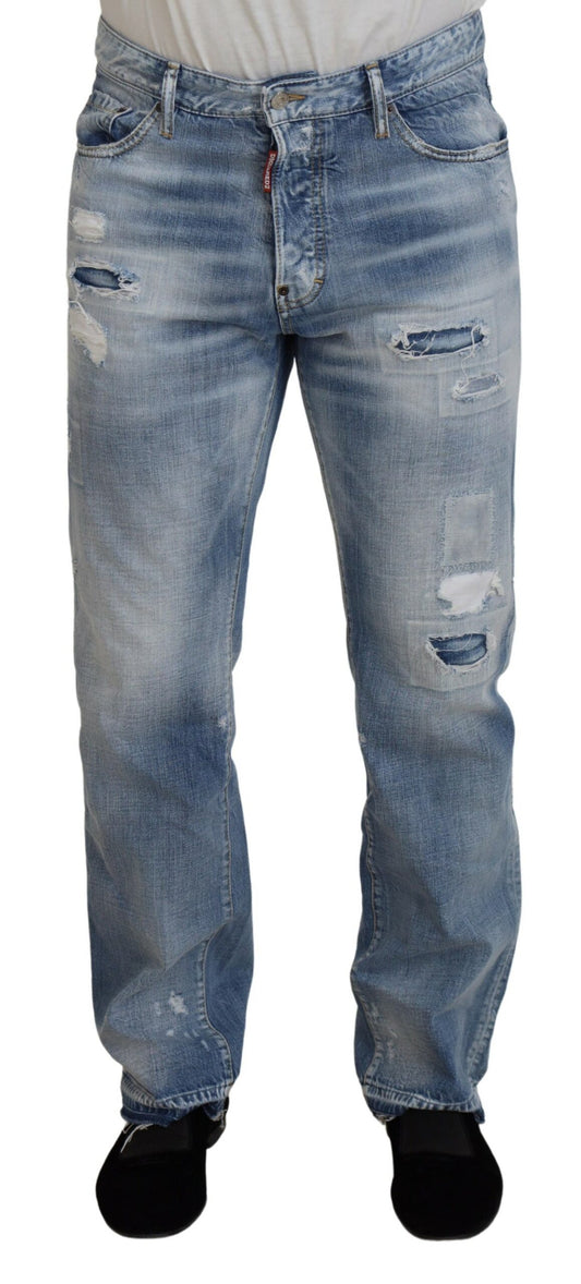 Dsquared² Blue Washed Straight Fit Men Casual Denim Jeans IT48 | M