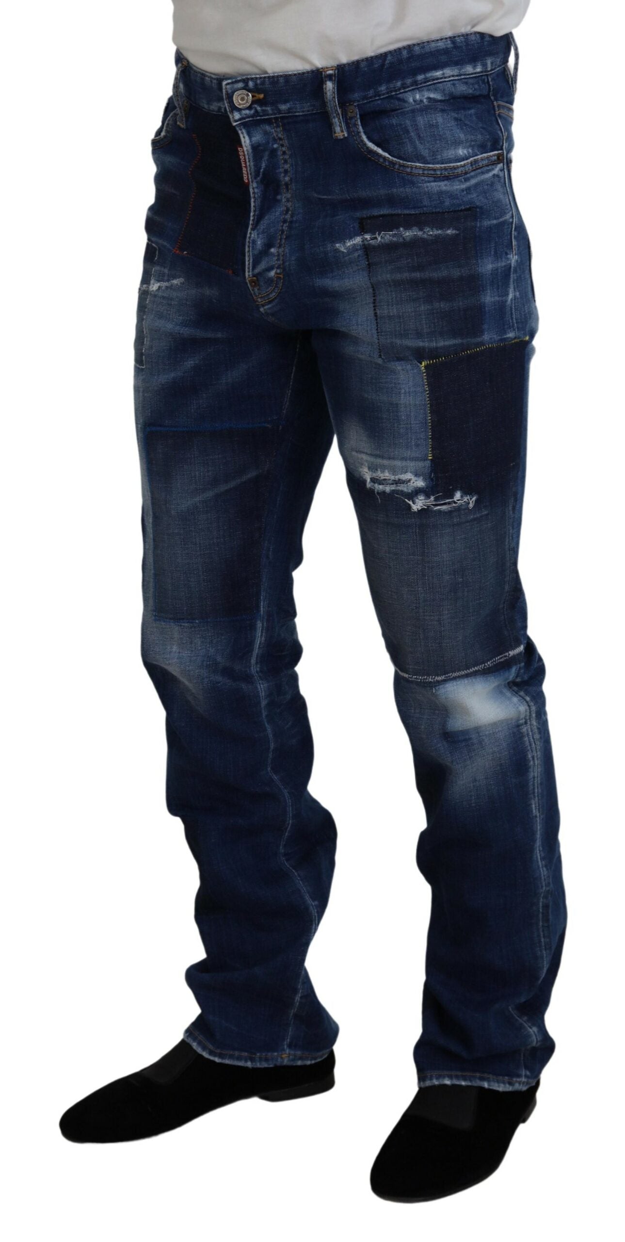 Dsquared² Blue Washed Patchwork Straight Fit Denim Jeans IT48 | M