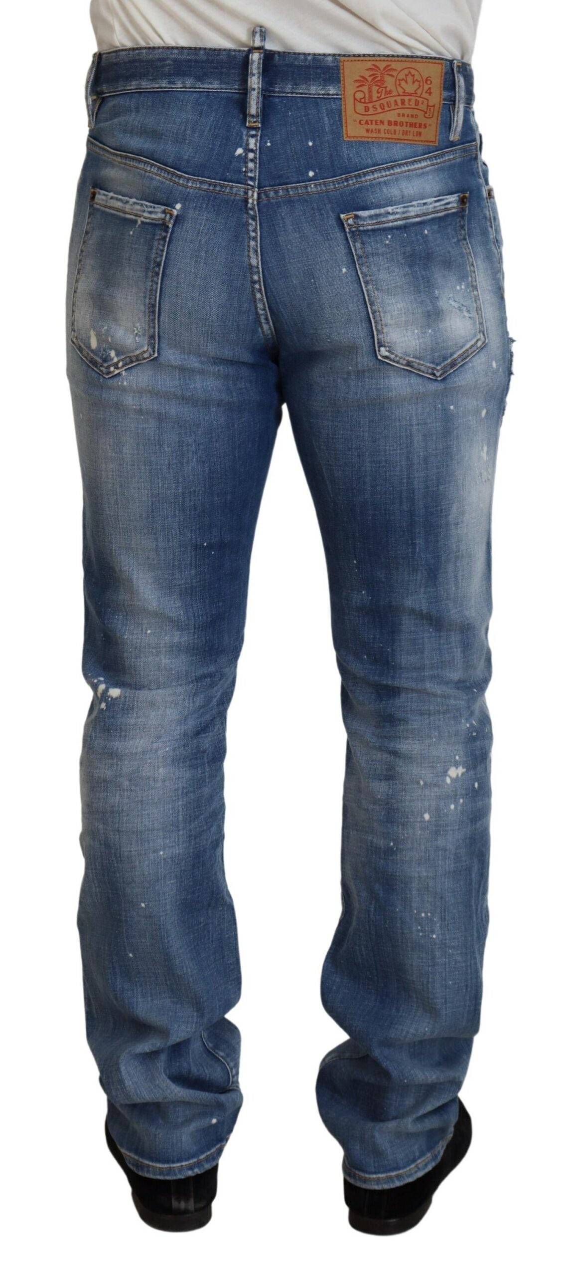 Dsquared² Blue Washed Tattered Straight Fit Casual Denim Jeans IT48 | M