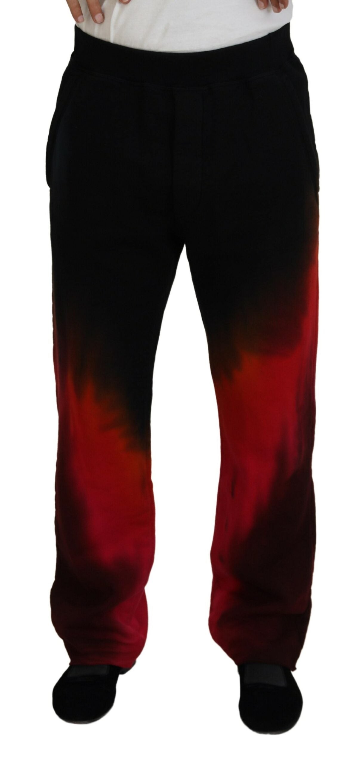 Dsquared² Black Red Cotton Logo Print Casual Pants IT48 | M