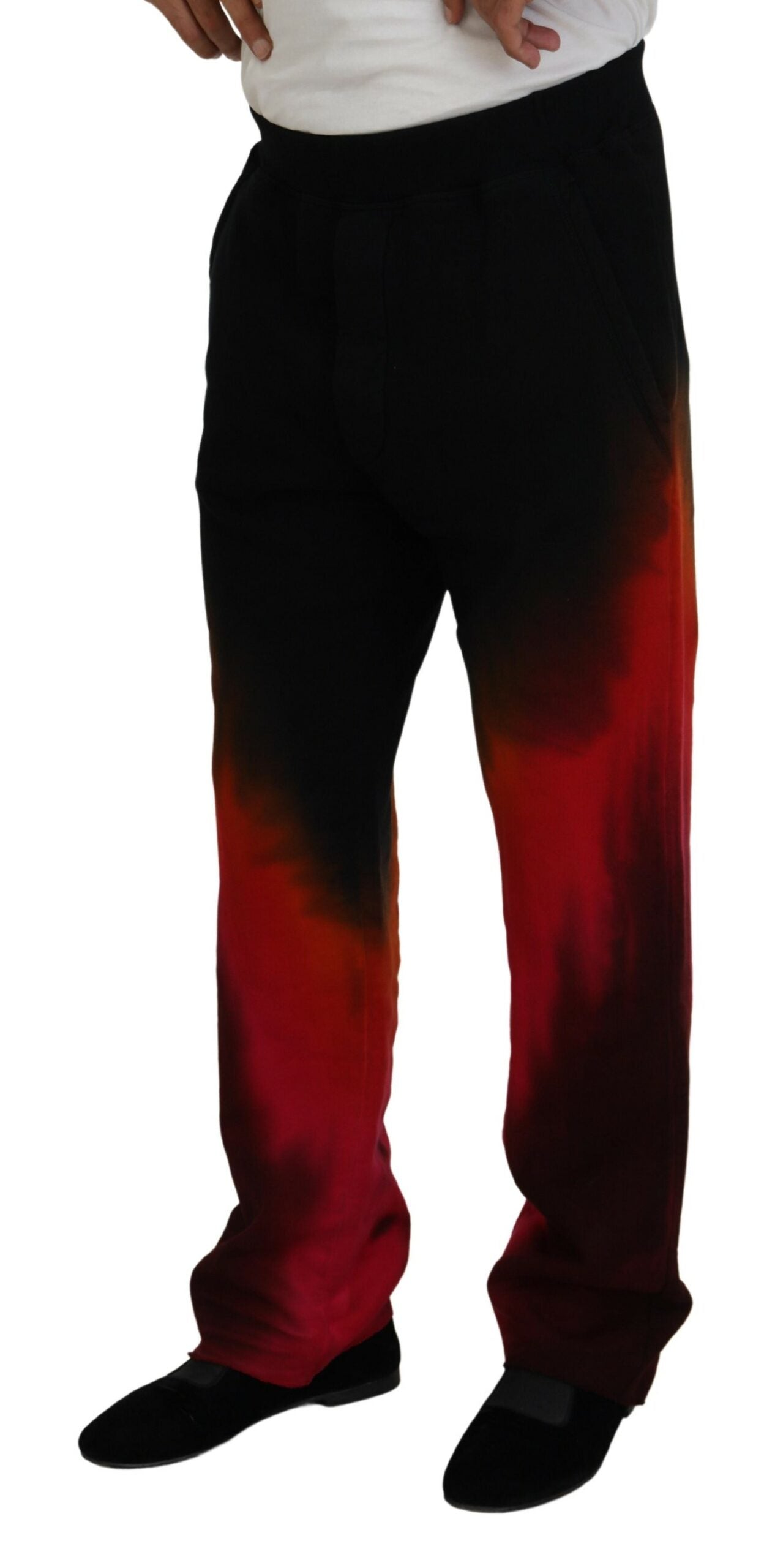 Dsquared² Black Red Cotton Logo Print Casual Pants IT48 | M