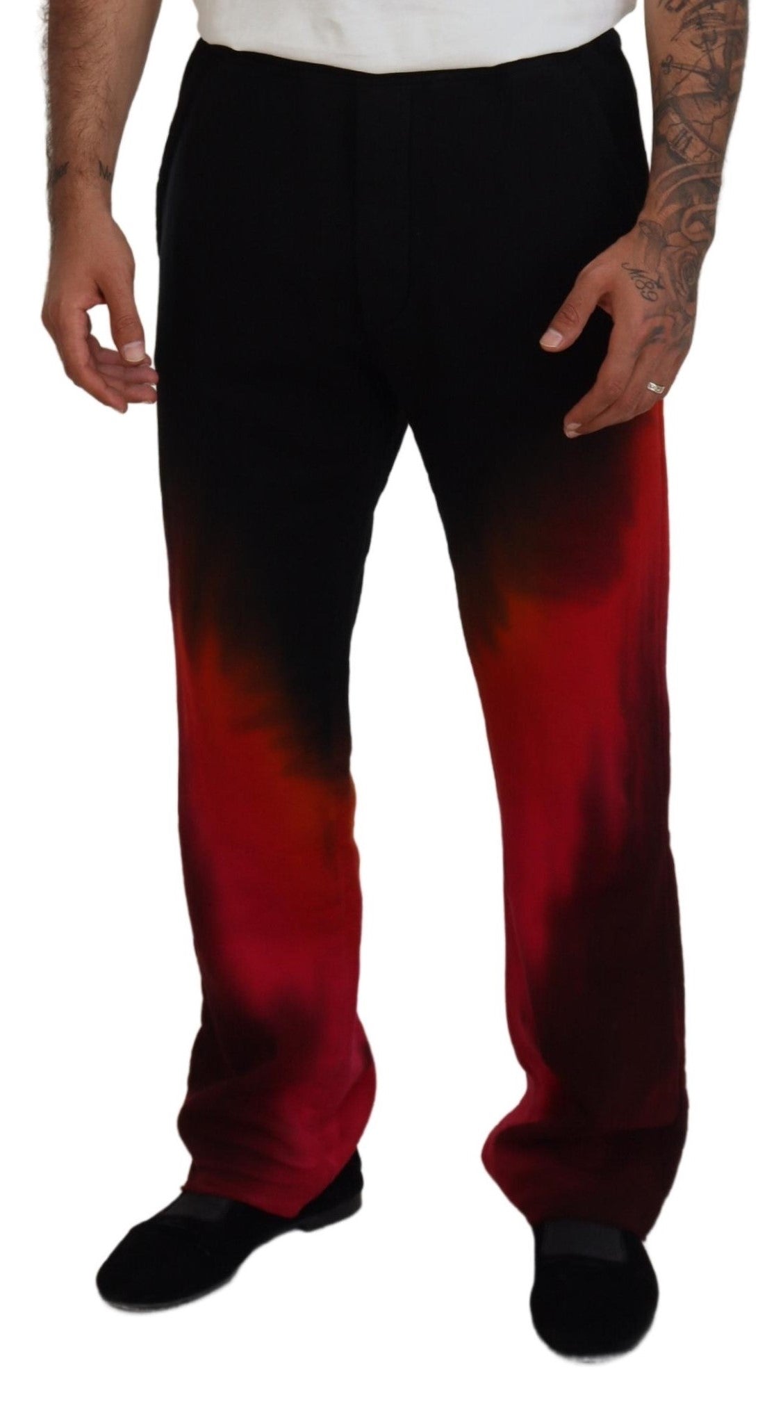 Dsquared² Black Red Cotton Logo Print Casual Pants IT48 | M