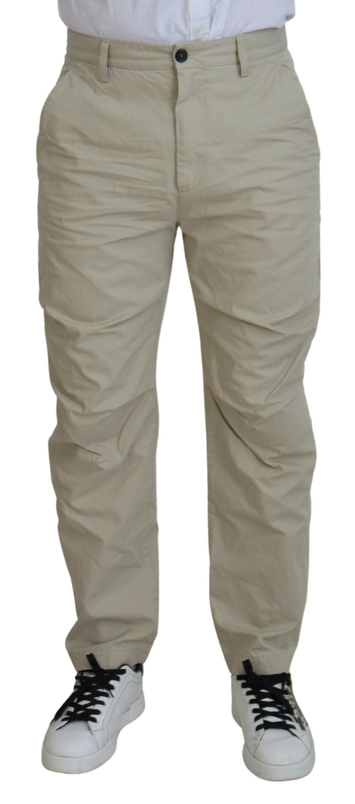 Dsquared² Beige Cotton Straight Fit Men Casual Pants IT48 | M