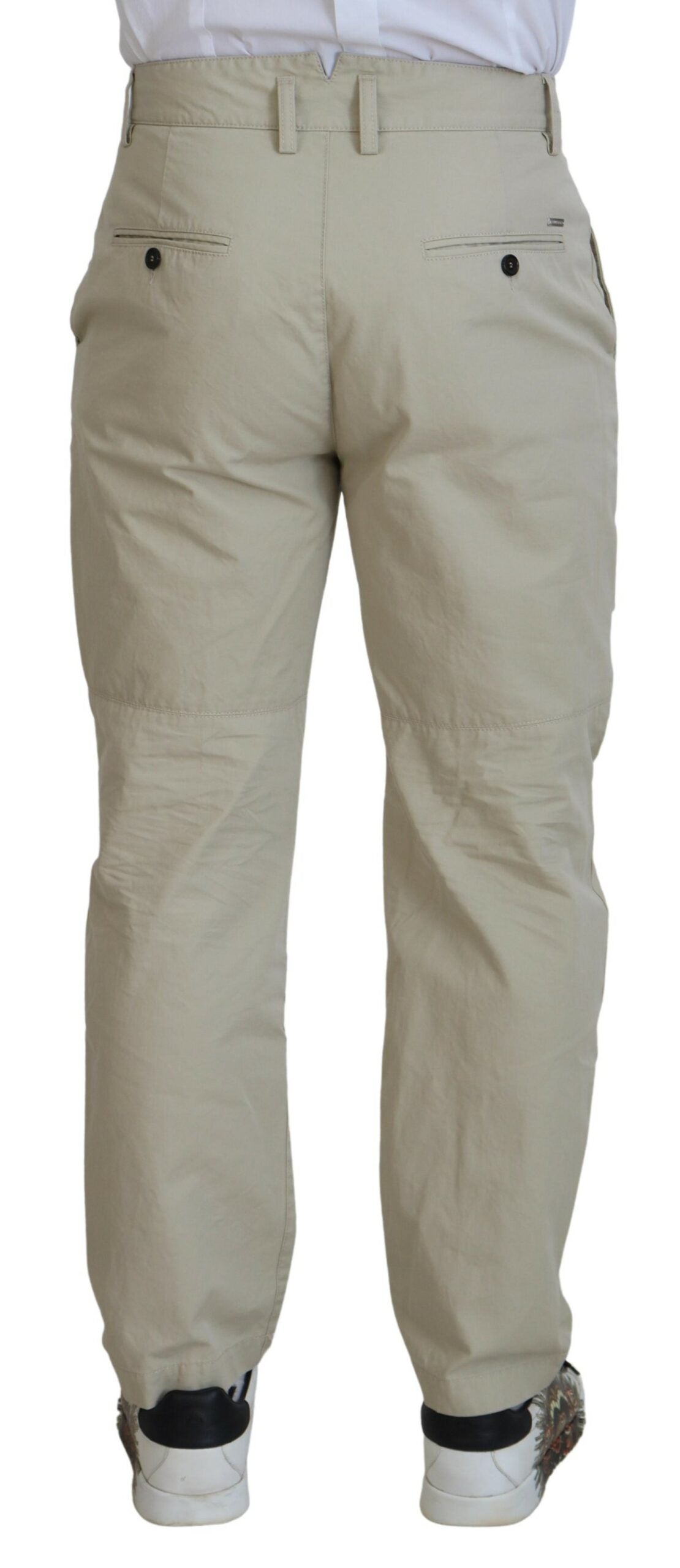 Dsquared² Beige Cotton Straight Fit Men Casual Pants IT48 | M