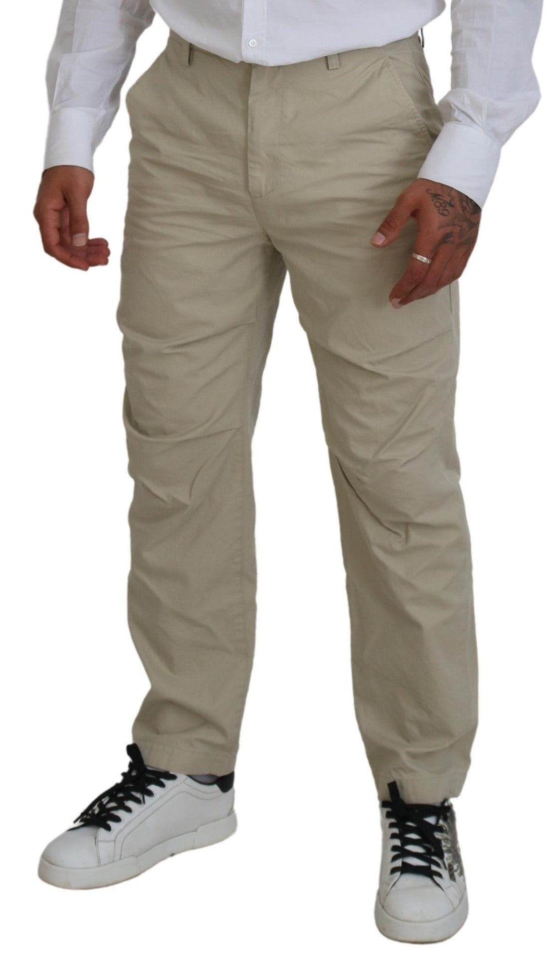 Dsquared² Beige Cotton Straight Fit Men Casual Pants IT48 | M