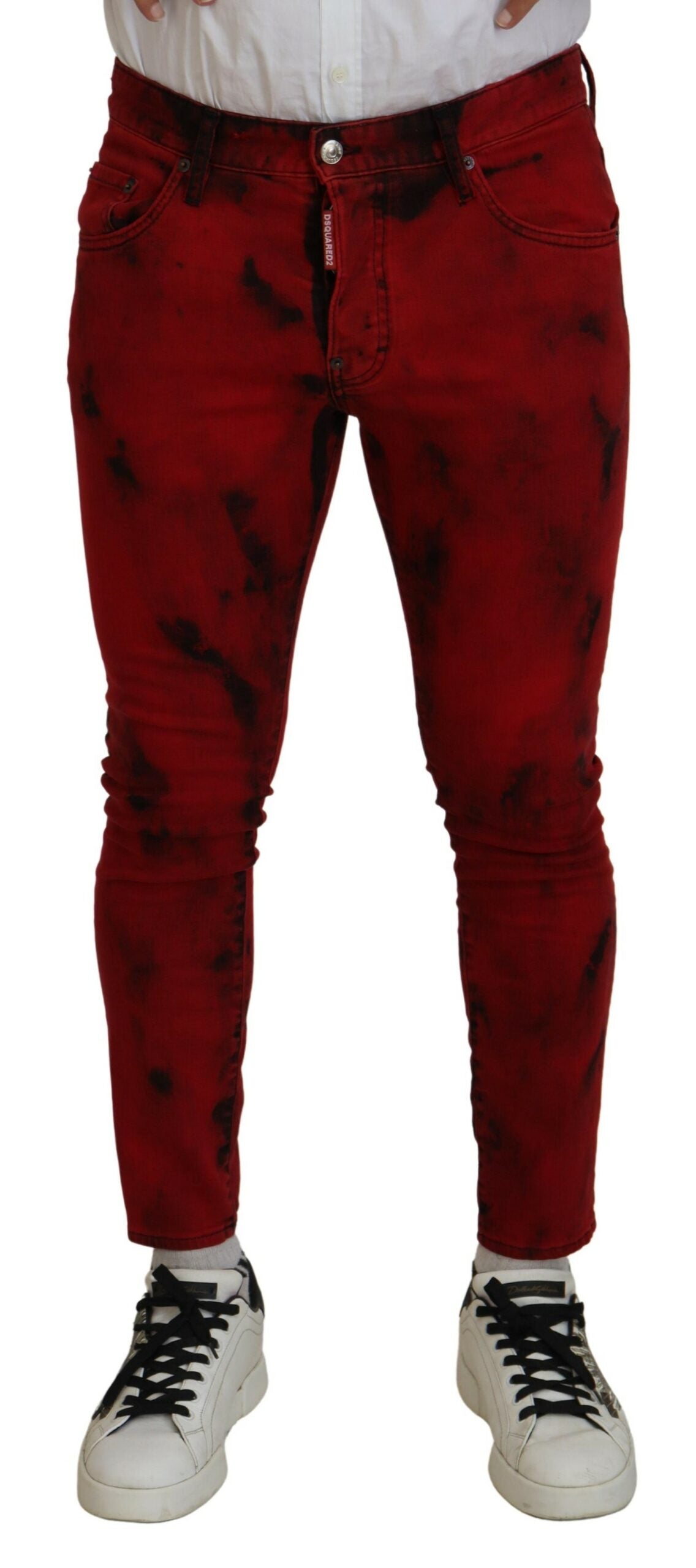 Dsquared² Red Cotton Tie Dye Skinny Casual Denim Jeans IT48 | M