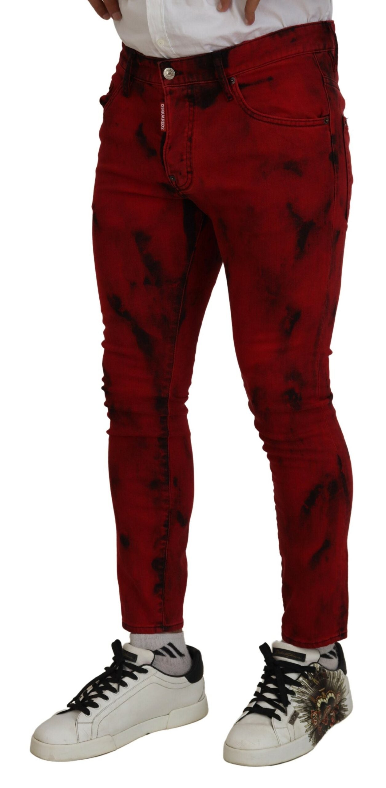 Dsquared² Red Cotton Tie Dye Skinny Casual Denim Jeans IT48 | M