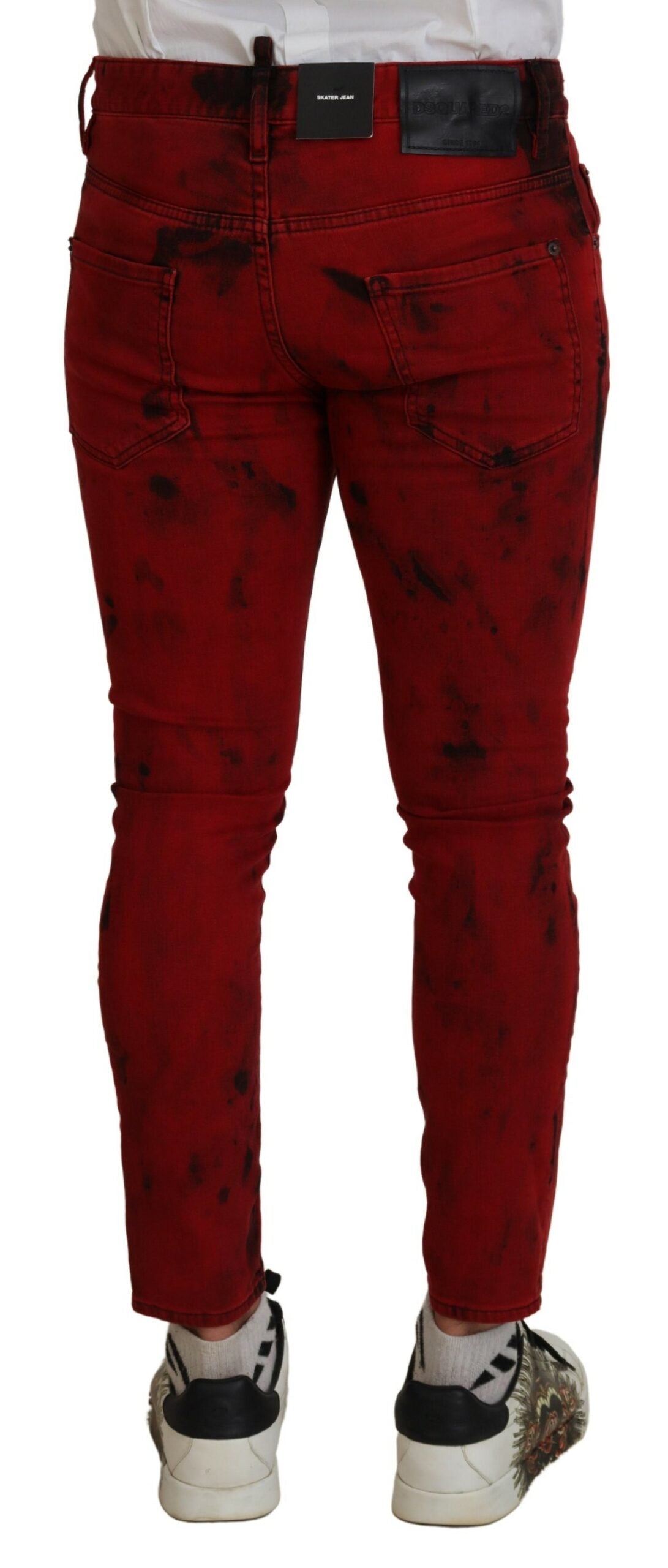 Dsquared² Red Cotton Tie Dye Skinny Casual Denim Jeans IT48 | M