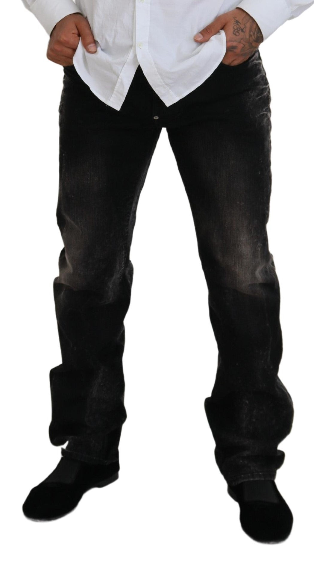 Dsquared² Black Washed Cotton Straight Fit Casual Denim Jeans IT48 | M