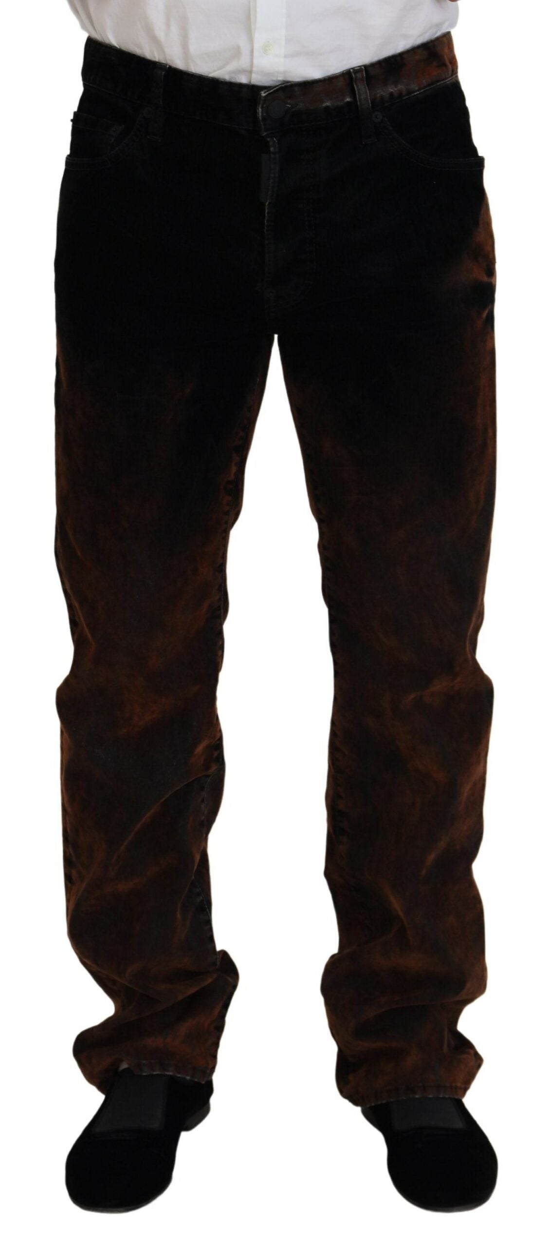 Dsquared² Brown Washed Cotton Straight Fit Casual Denim Jeans IT48 | M