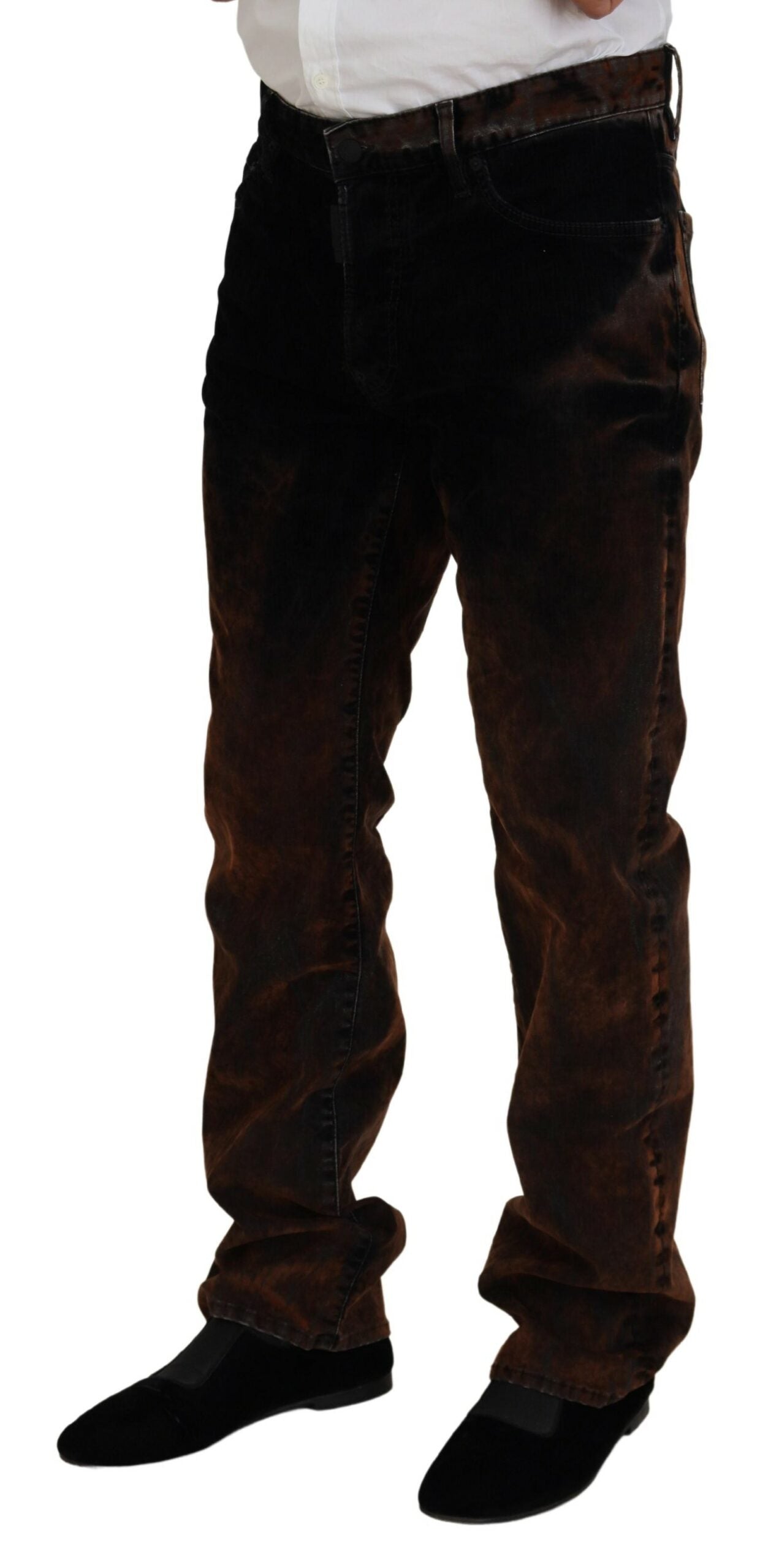 Dsquared² Brown Washed Cotton Straight Fit Casual Denim Jeans IT48 | M