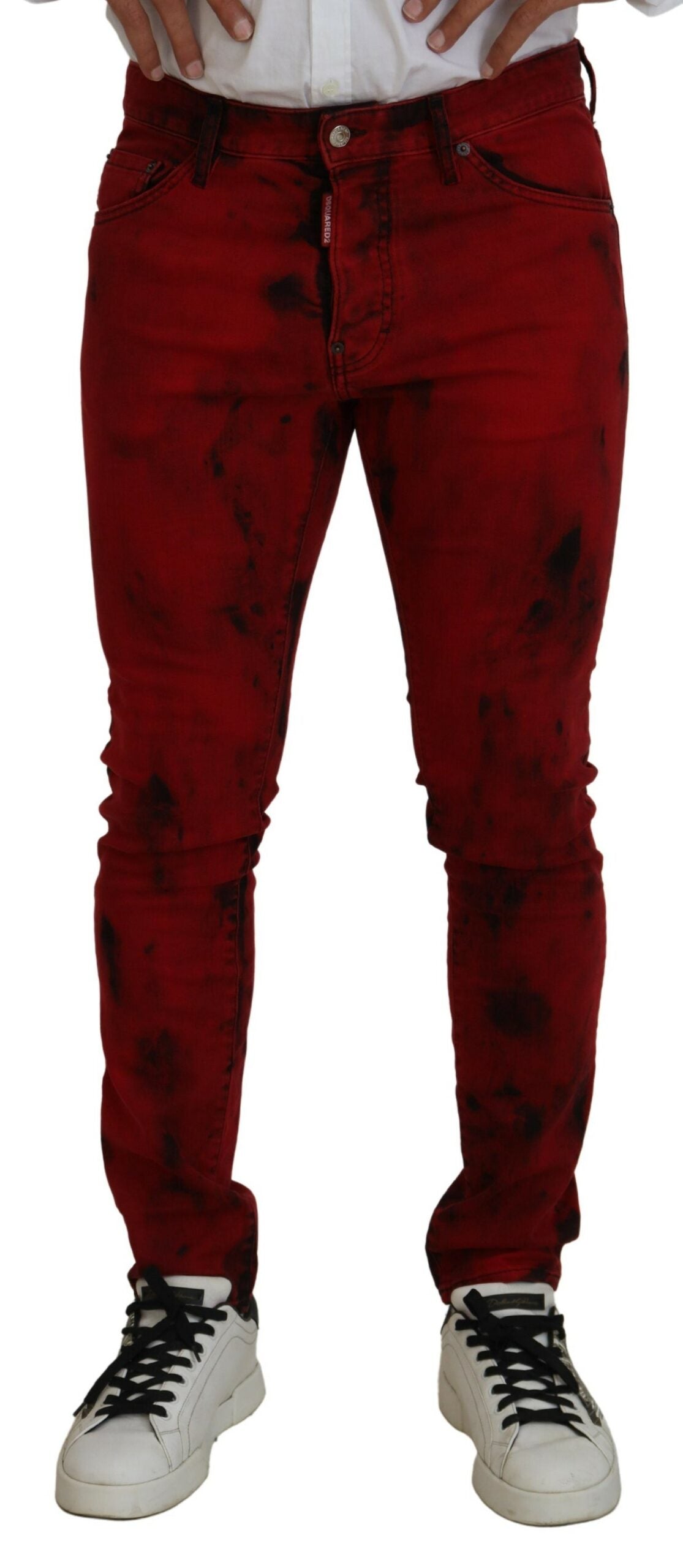 Dsquared² Red Cotton Tie Dye Skinny Casual Men Denim Jeans IT48 | M