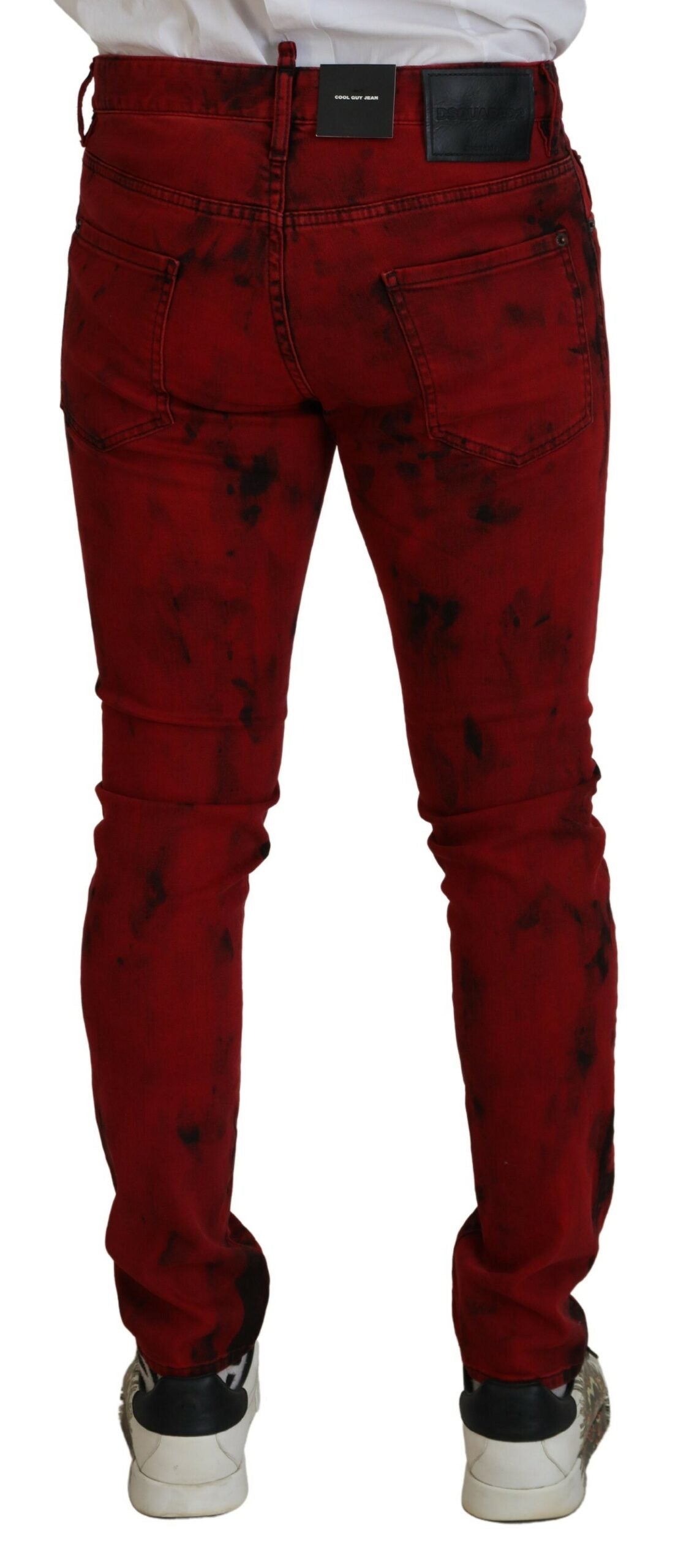 Dsquared² Red Cotton Tie Dye Skinny Casual Men Denim Jeans IT48 | M