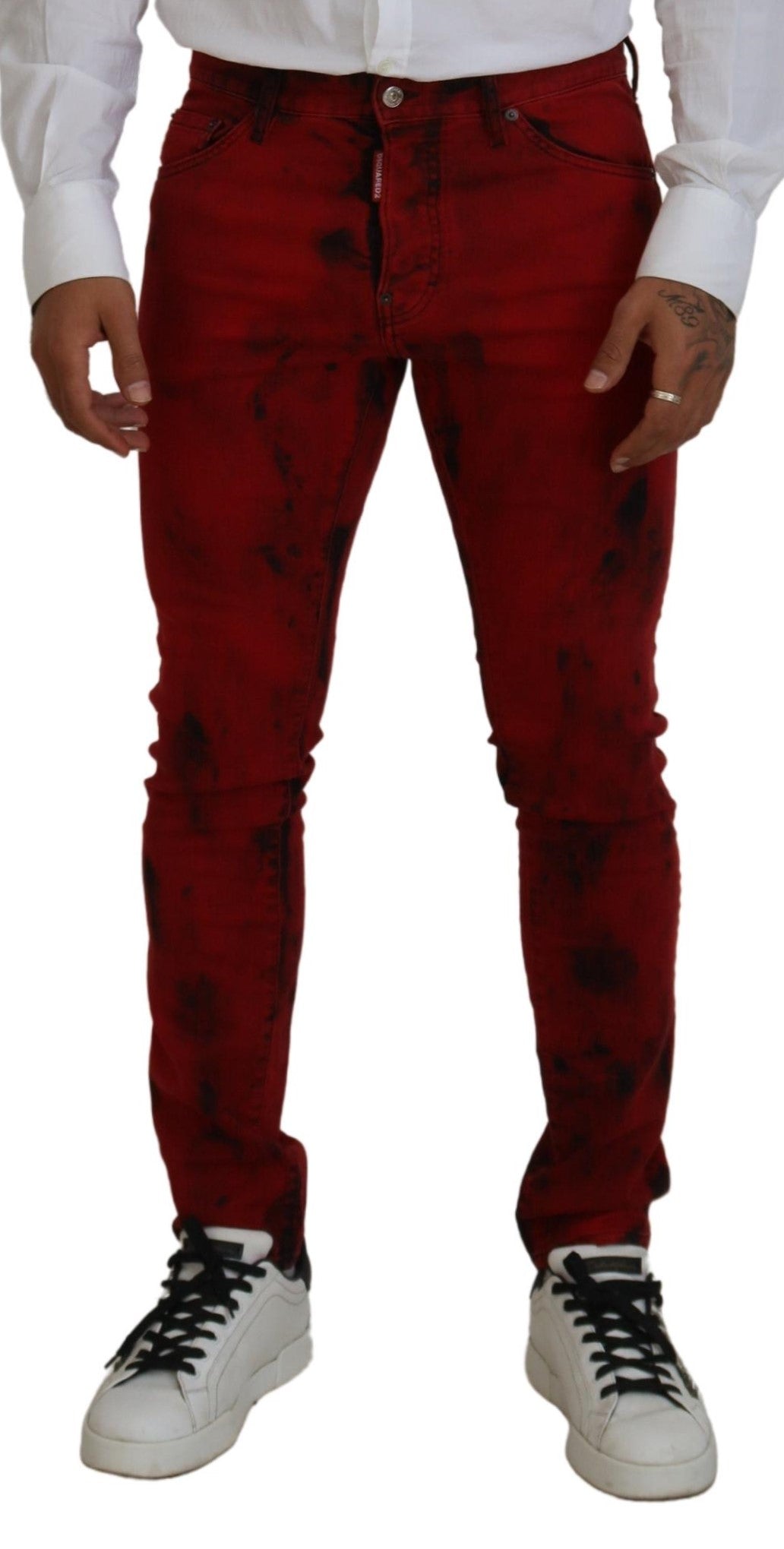 Dsquared² Red Cotton Tie Dye Skinny Casual Men Denim Jeans IT48 | M