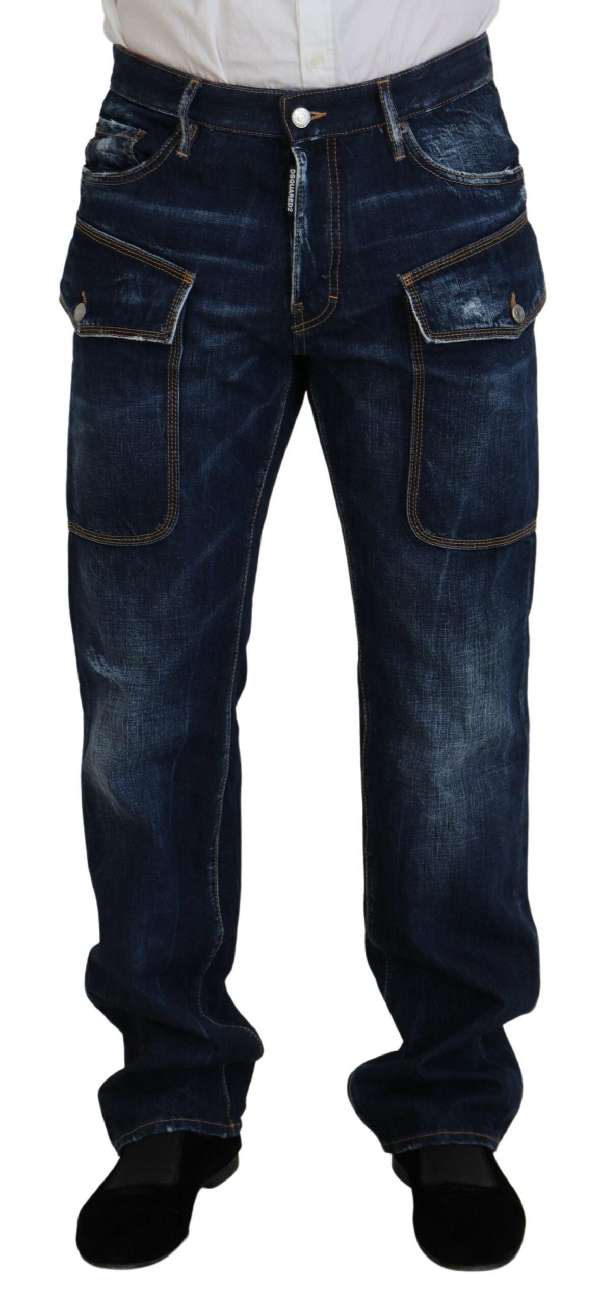 Dsquared² Blue Washed Cotton Cargo Casual Men Denim Jeans IT48 | M