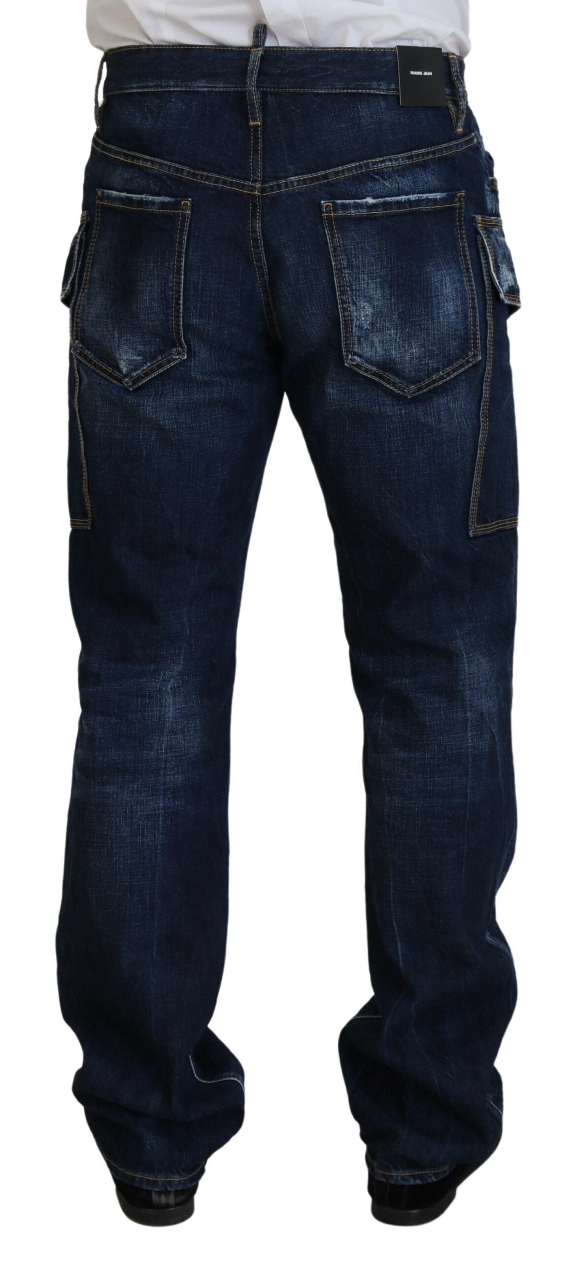 Dsquared² Blue Washed Cotton Cargo Casual Men Denim Jeans IT48 | M