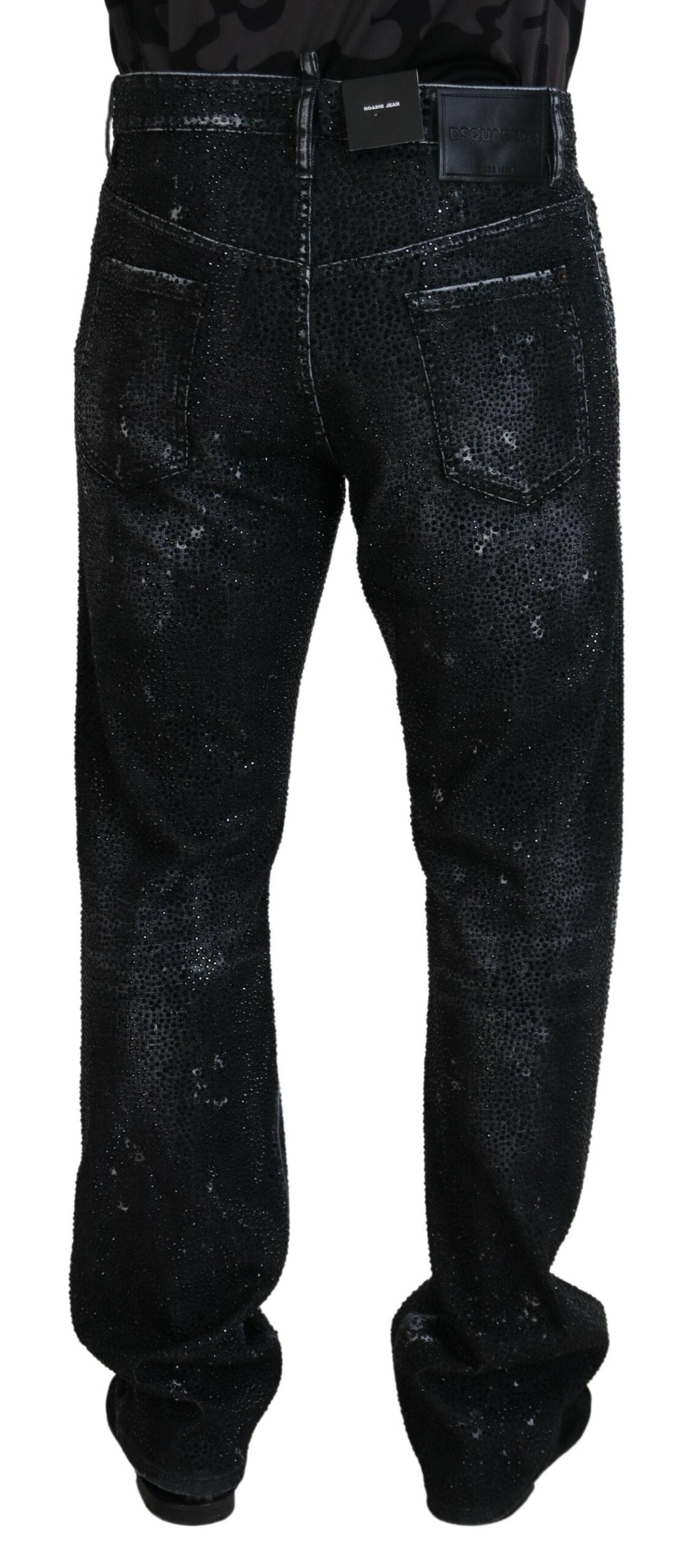 Dsquared² Black Crystal Embellished Tattered Denim Jeans IT48 | M