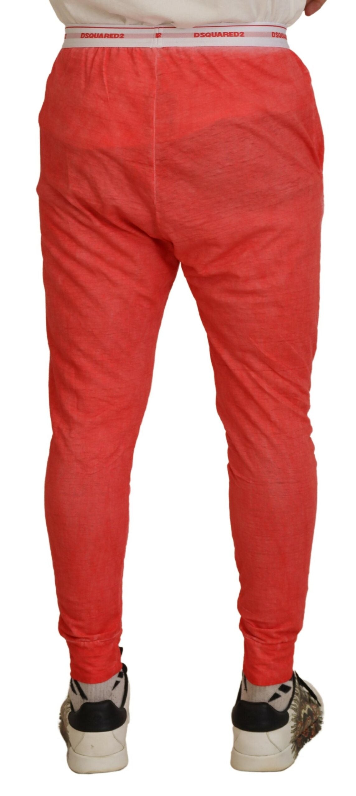 Dsquared² Orange Cotton Elastic Waist Logo Men Pants IT48 | M