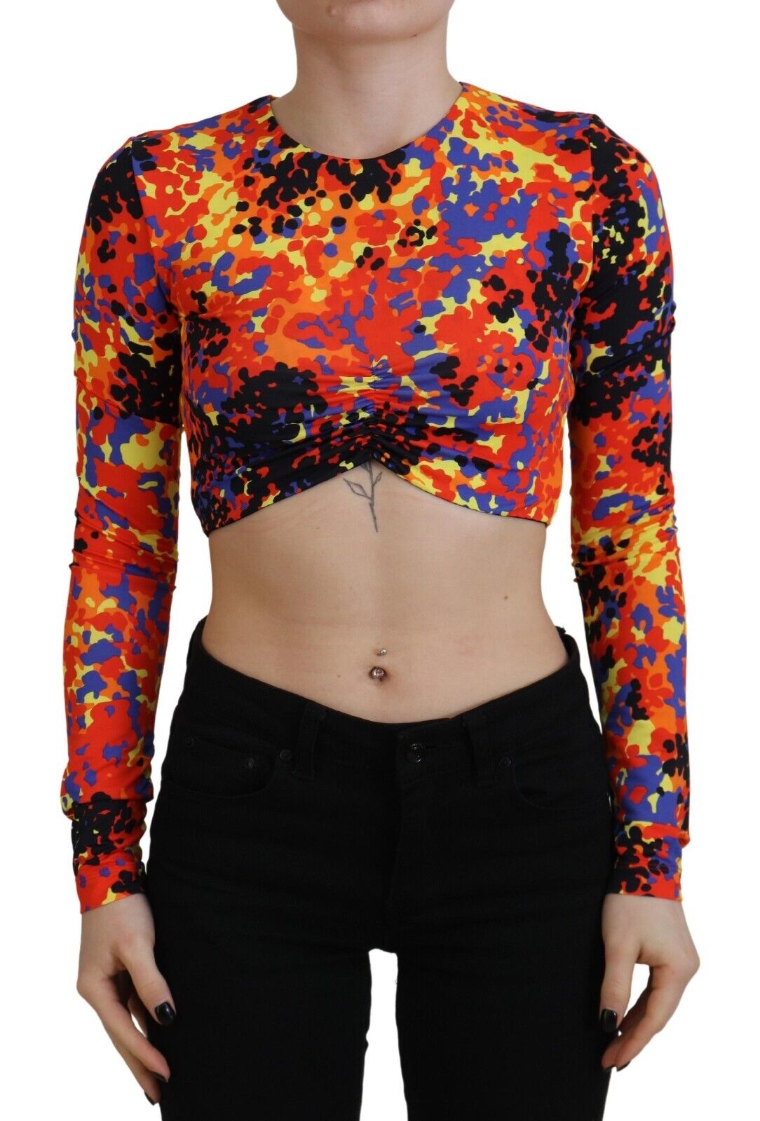 Dsquared² Multicolor Cami Long Sleeves Cropped Blouse Top IT38 | XS