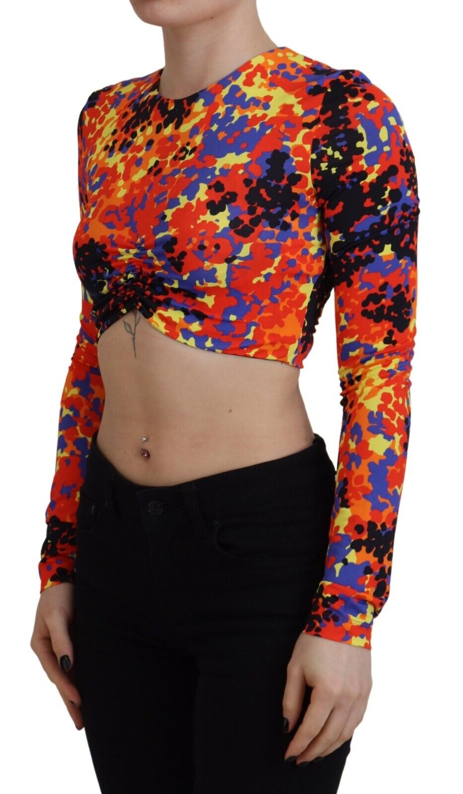 Dsquared² Multicolor Cami Long Sleeves Cropped Blouse Top IT38 | XS