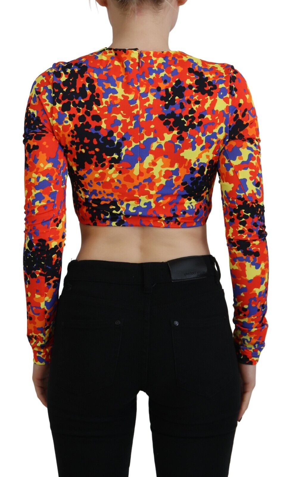 Dsquared² Multicolor Cami Long Sleeves Cropped Blouse Top IT38 | XS