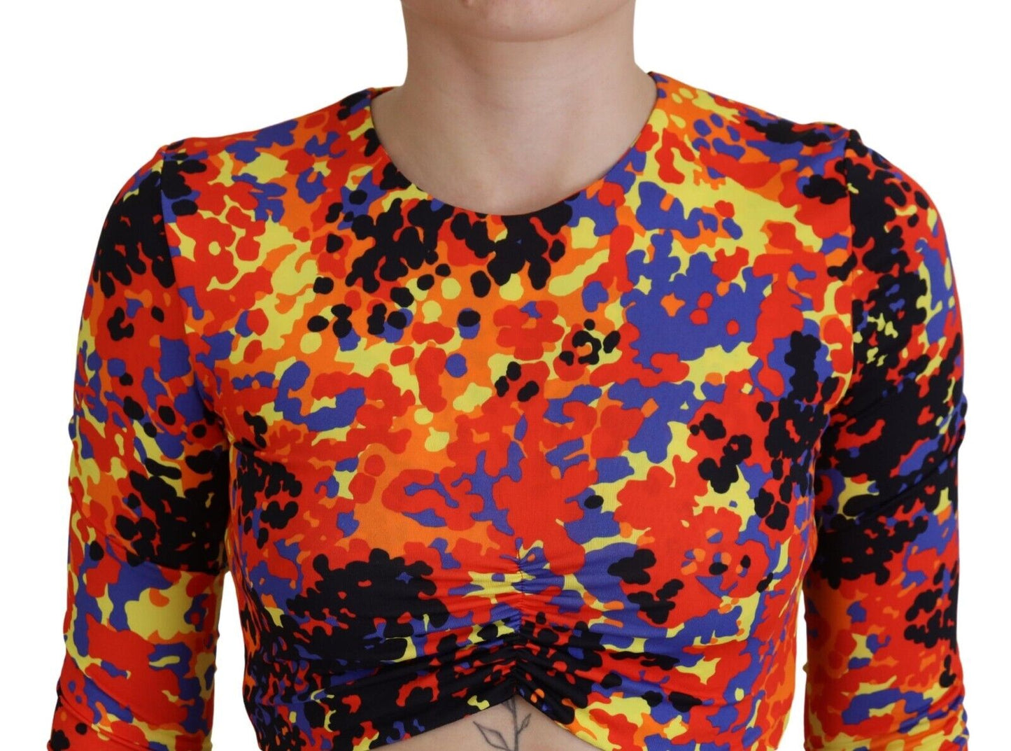 Dsquared² Multicolor Cami Long Sleeves Cropped Blouse Top IT38 | XS