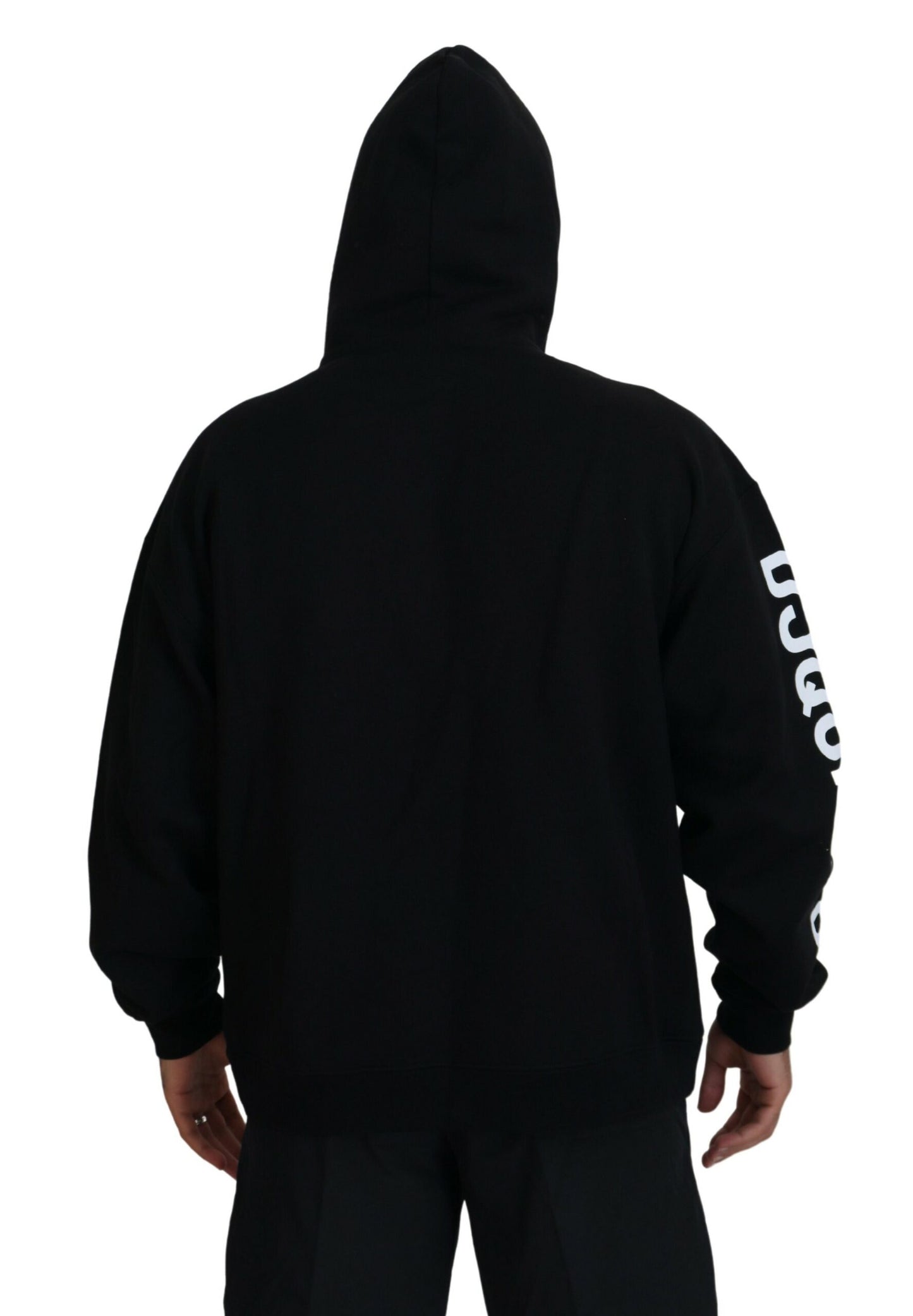 Dsquared² Black Hooded Full Zip Printed Sleeves Sweater IT48 | M