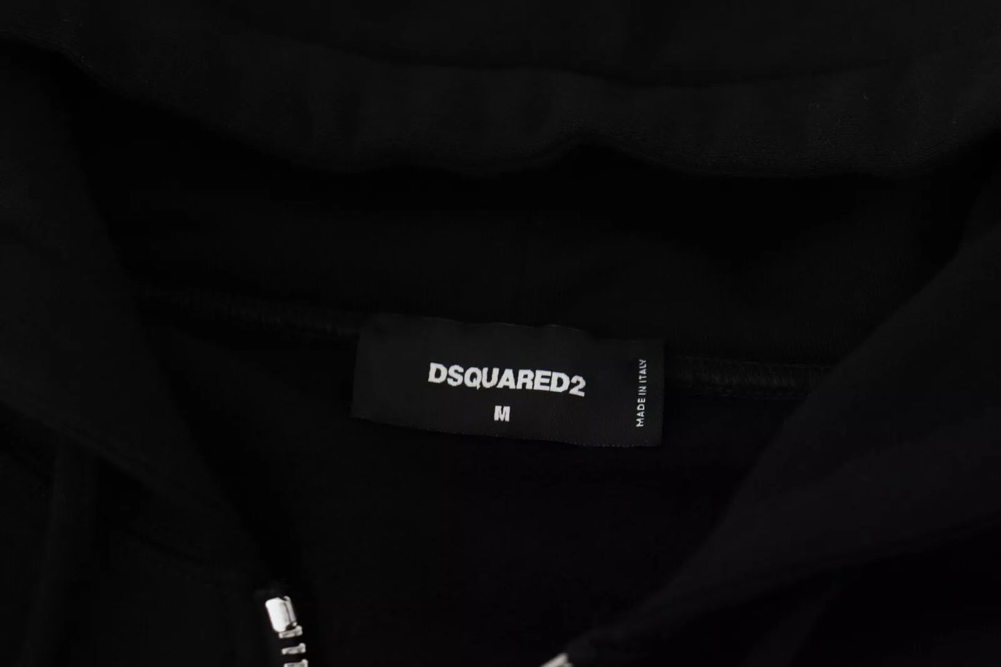 Dsquared² Black Hooded Full Zip Printed Sleeves Sweater IT48 | M