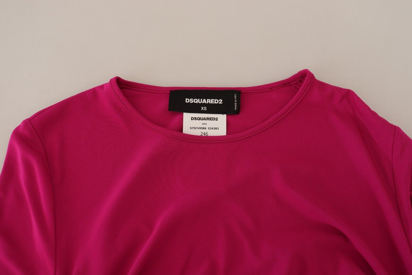 Dsquared² Fuchsia Viscose Long Sleeves Ruched Mini Dress IT38 | XS