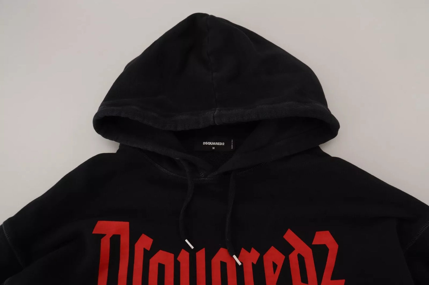 Dsquared² Black Cotton Hooded Printed Men Pullover Sweater IT48 | M