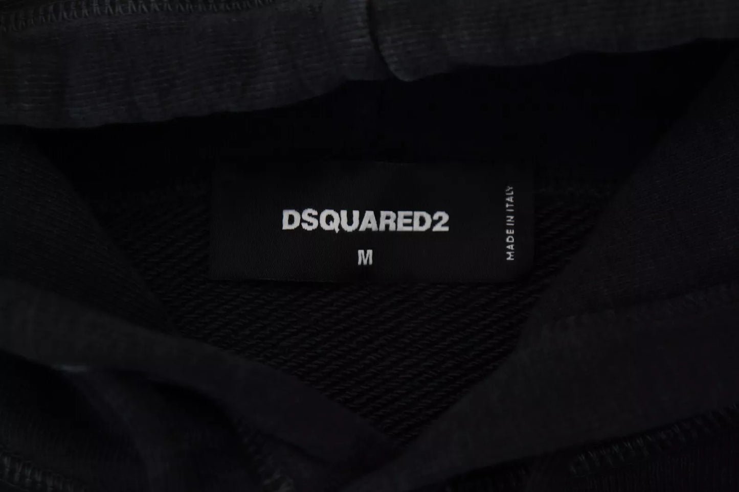 Dsquared² Black Cotton Hooded Printed Men Pullover Sweater IT48 | M