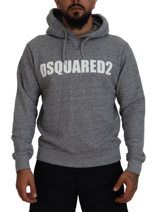 Dsquared² Gray Cotton Hooded Logo Print Men Pullover  IT48 | M