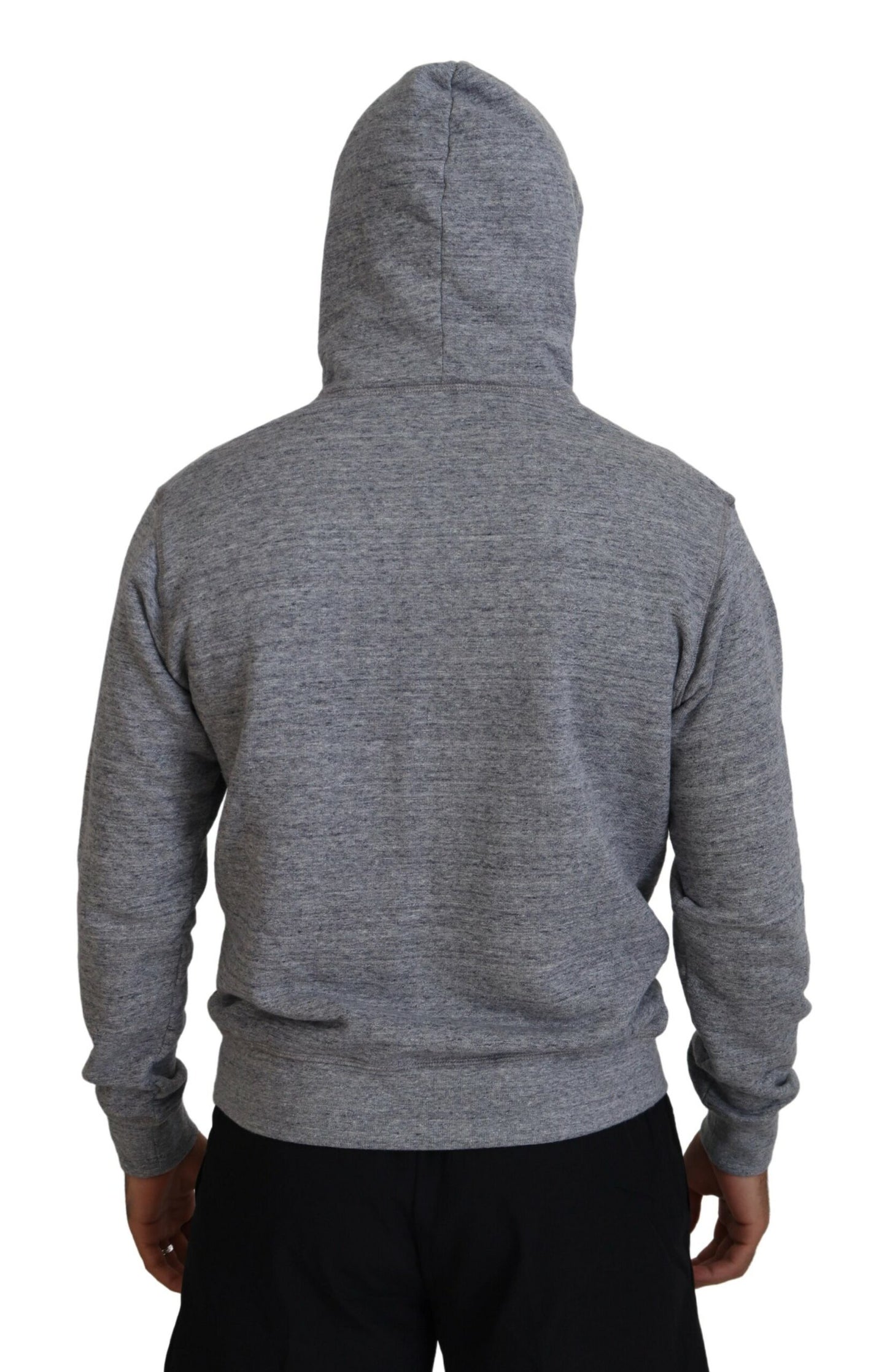 Dsquared² Gray Cotton Hooded Logo Print Men Pullover  IT48 | M