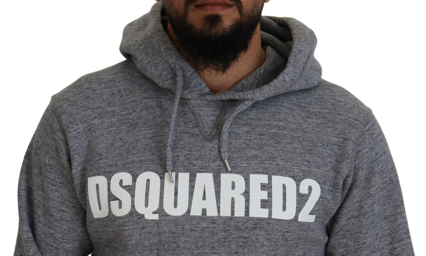 Dsquared² Gray Cotton Hooded Logo Print Men Pullover  IT48 | M