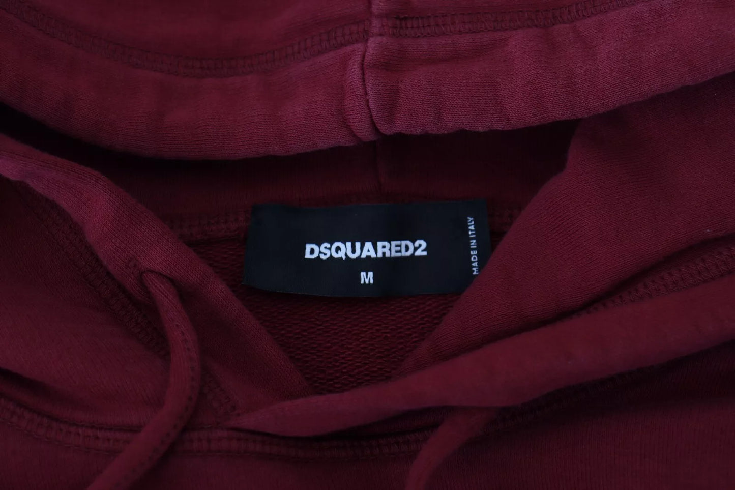 Dsquared² Maroon Cotton Tattered Hooded Printed Pullover Sweater IT48 | M