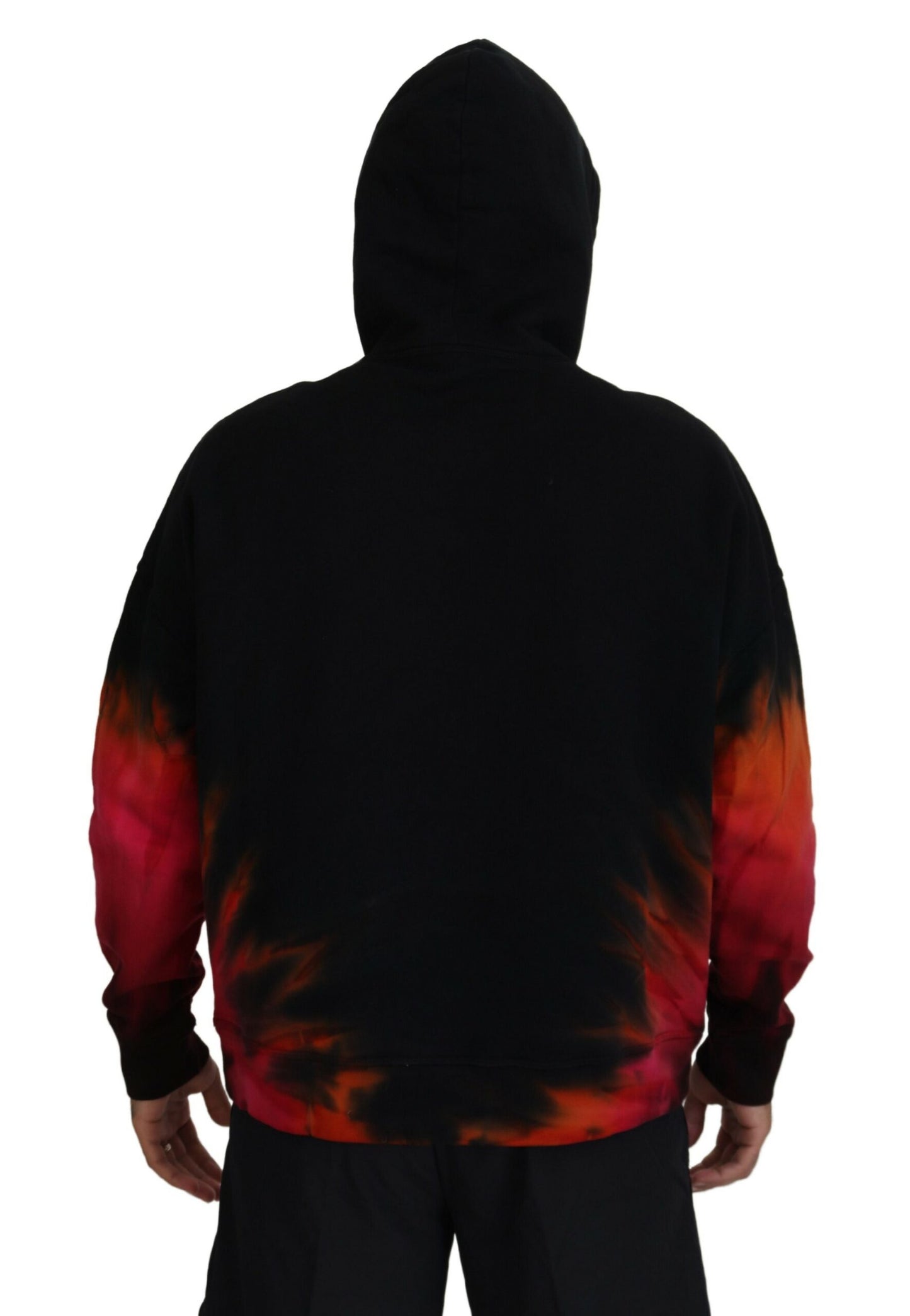 Dsquared² Black Red Cotton Hooded Tie Dye Pullover Sweater IT48 | M