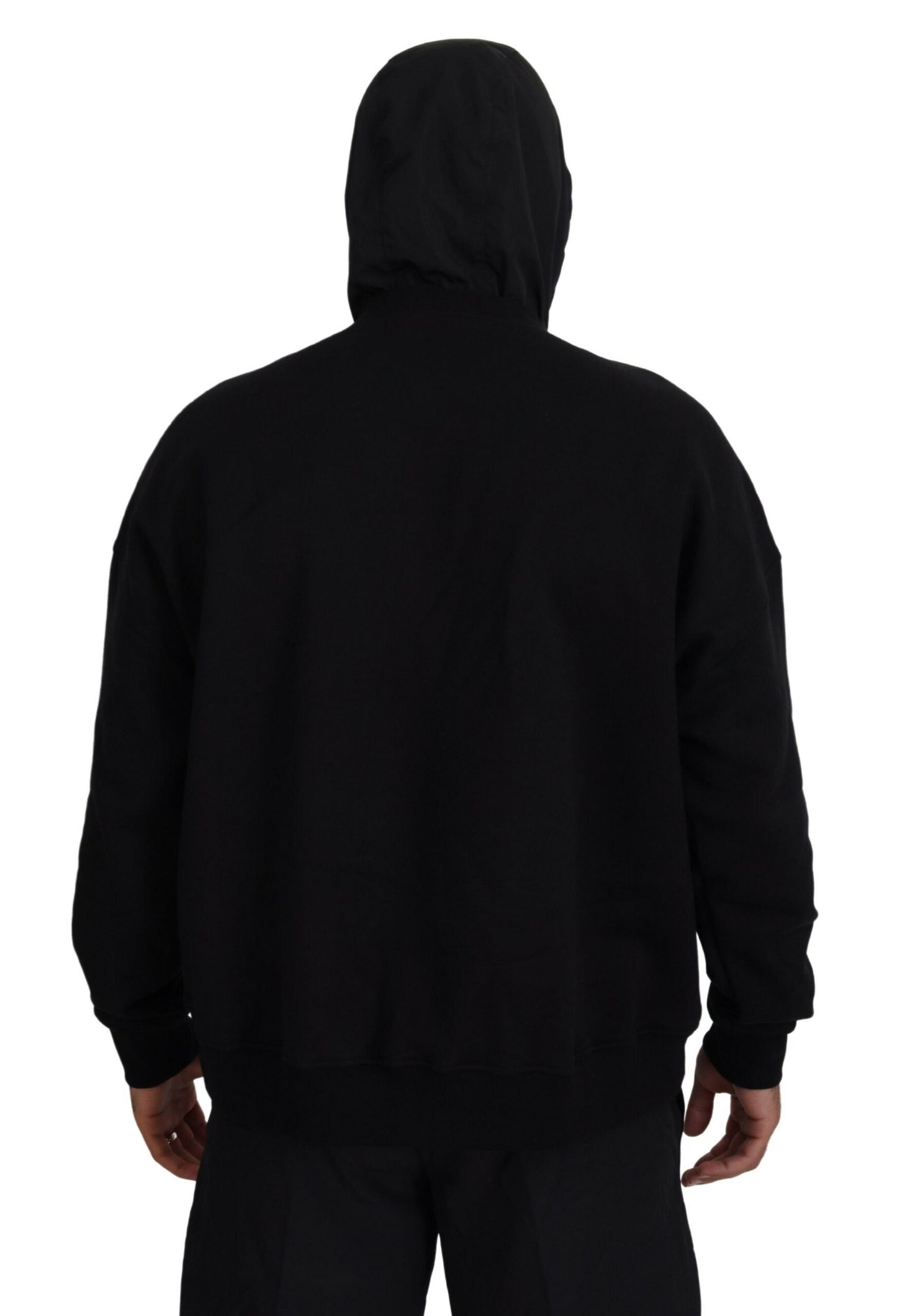 Dsquared² Black Cotton Hooded Printed Pullover  IT48 | M