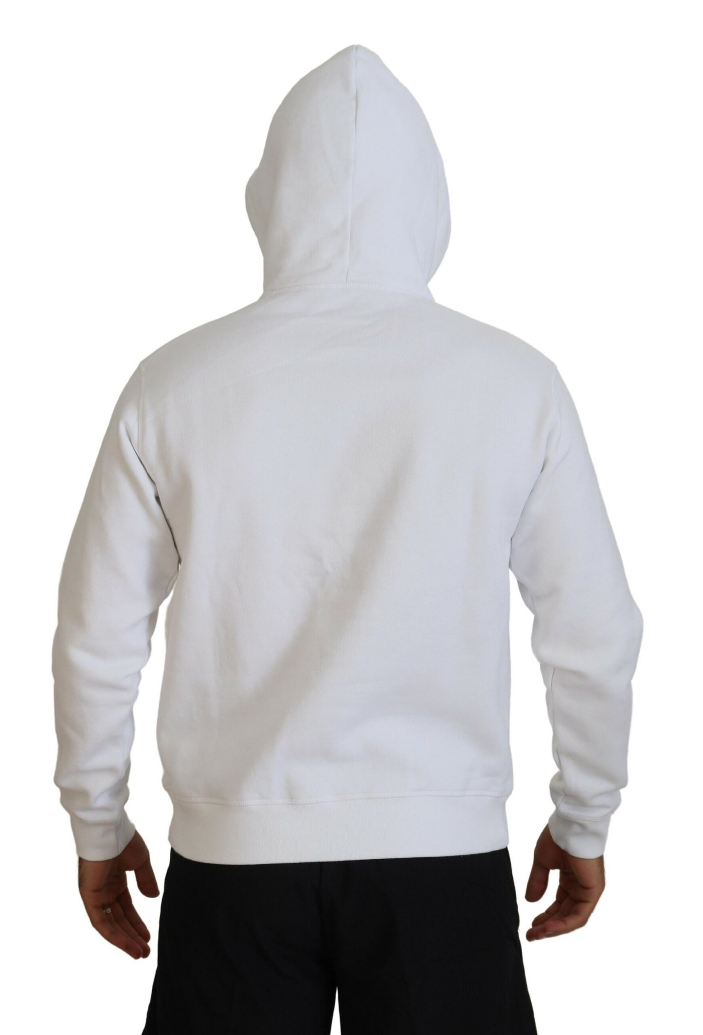 Dsquared² White Cotton Hooded Printed Pullover Sweater IT48 | M