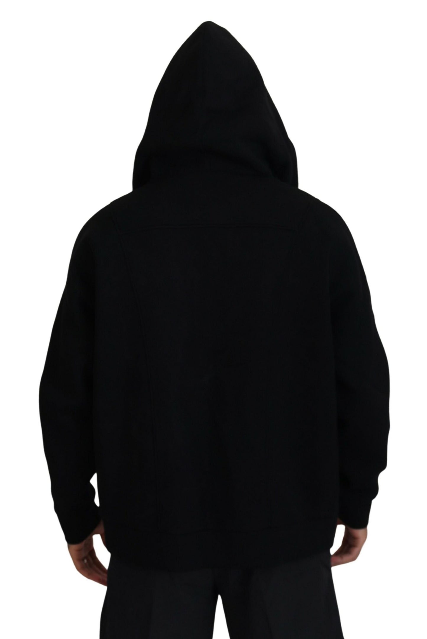 Dsquared² Black Hooded Printed Sleeves Double Zip Sweater IT48 | M