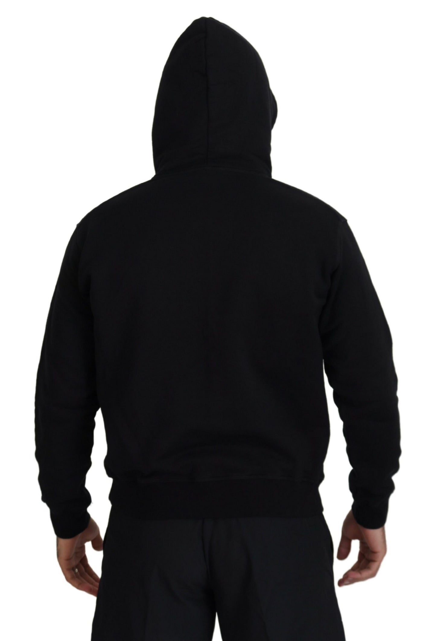 Dsquared² Black Cotton Hooded Printed Men Pullover Sweater IT48 | M