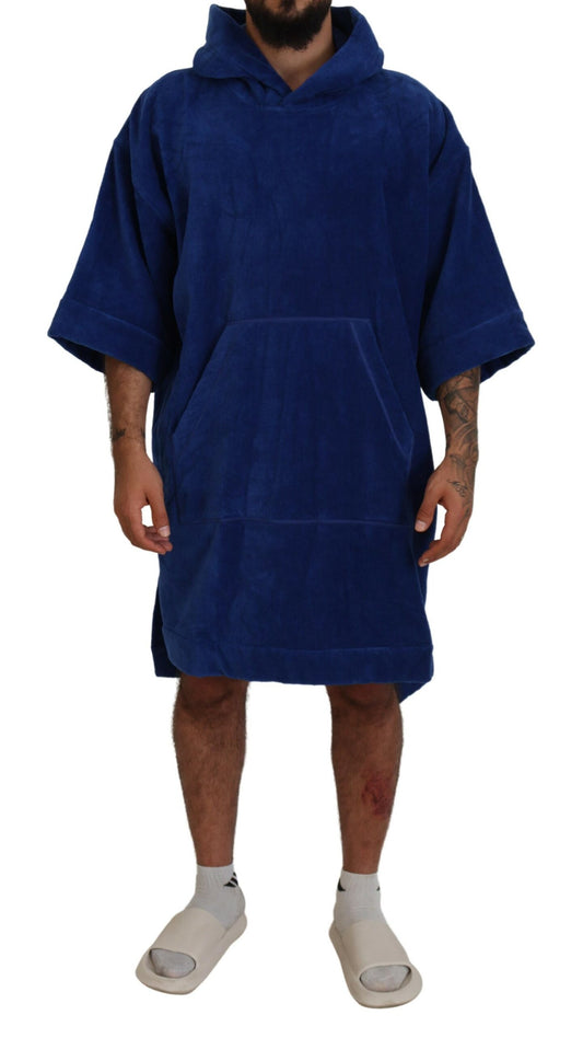 Dsquared² Blue Poncho Men Hooded Beachwear Changing Robe IT48 | M